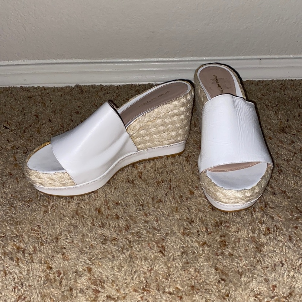 White Stuart Weitzman Slide Wedges - image 1